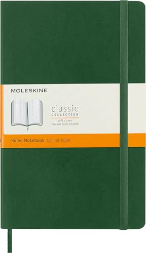 Moleskine Classic Notebook, Soft Cover, Large (5" x 8.25") Ruled/Lined, Myrtle Green, 192 Pages