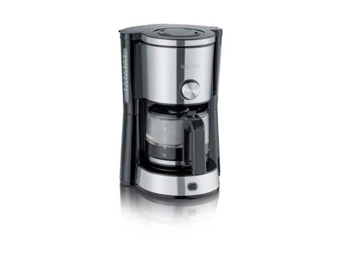 (-26%) SEVERIN Kaffeemaschine "TypeSwitch" mit Glaskanne, AromaSwitch zur Wahl zwischen 2 Brühprofilen, Kaffeeautomat für bis zu 10 Tassen, 1.000W, Edelstahl-gebürstet-schwarz, KA 4825