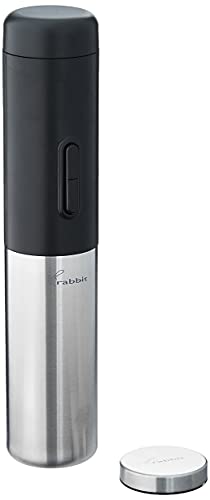 Rabbit Electric Corkscrew with Foil Cutter, Black and Silver 2, Non-stick Spiral, Bottle...