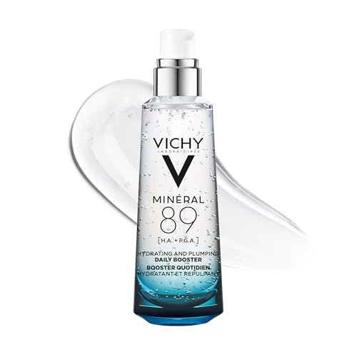Vichy Mineral 89 Fortifying & Hydrating Daily Skin Booster, Pure Hyaluronic Acid Serum For Face, Plumps & Hydrates, Repairs Skin Barrier, Lightweight Moisturizing Gel, Fragrance Free & Oil-Free