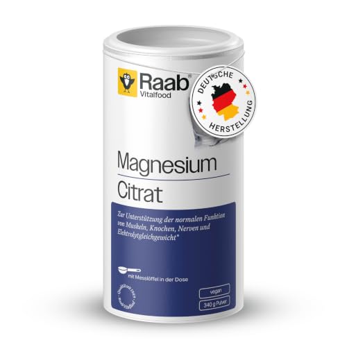 (-30%) Raab Vitalfood® Magnesiumcitrat Pulver (340 g) - 100% Magnesiumcitrat ohne Zusätze, gut zu dosieren, ideal für Sportler - für Muskeln, Nerven, Elektrolyt-Haushalt - laborgeprüft, vegan