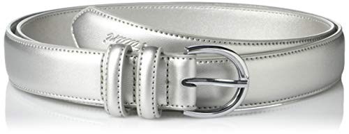 Falari Women Genuine Leather Belt Fashion Dress Belt With Single Prong Buckle 6028-Silver-M