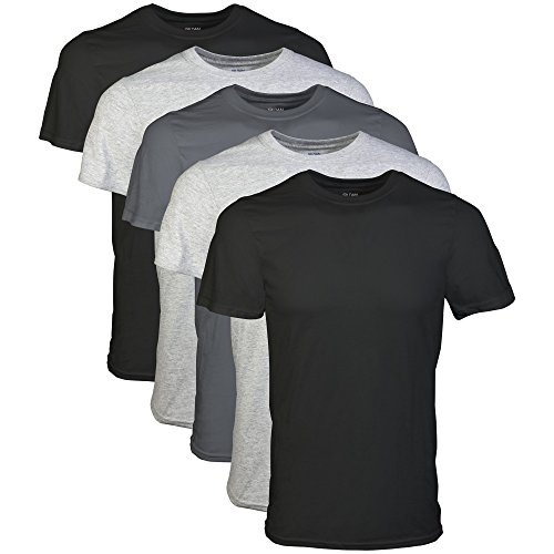 Gildan Men's Crew T-Shirts, Multipack, Style G1100, Black/Sport Grey/Charcoal (5-Pack), 2X-Large