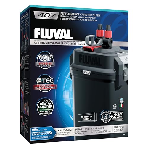 Fluval 407 Perfomance Canister Filter - for Aquariums Up to 100 Gallons - Aquarium Canister Filter