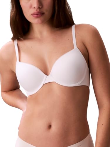 Calvin Klein Women's Constant Convertible Strap Lightly Lined Demi Bra Bra, -white, 34B