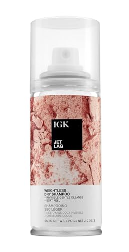 IGK Jet Lag Invisible Dry Shampoo Spray, No White Residue, Travel 2 Oz