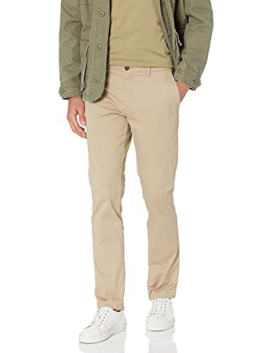 (-33%) Amazon Essentials Herren Chinohose, Komfortabler, Gewaschener Stretch, Skinny-Passform, Helles Khakibraun, 38W / 34L