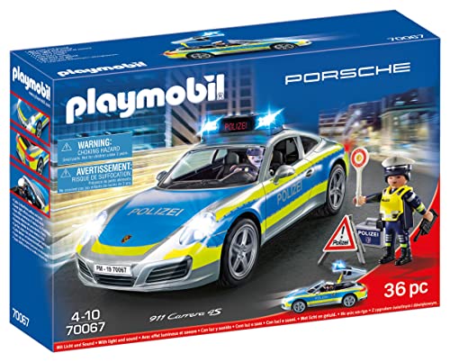 PLAYMOBIL | Cars | Porsche 911 Carrera 4S | Polizei mit Polizei-Licht und Sound | Empfohlen ab 4 Jahren | 70067