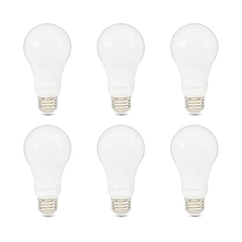 Amazon Basics A19 LED Light Bulbs 100 Watt Equivalent, Daylight White (5000K), Energy Efficient 15 W, Non-Dimmable, 10,000 Hour Lifetime, 6 count (Pack of 1)