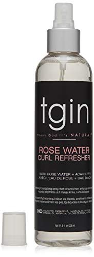tgin Rose Water Curl Refresher for Curly, Coily, and Wavy Hair, with Acai Berries, Moisturizes and Soothes Dry Hair and Scalp, Braids, Protective Styles, and Locs, 8 fl oz