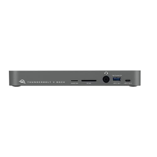OWC 14-Port Thunderbolt Dock, 85W charging, (2) Thunderbolt 40 Gb/s (USB-C), (5) USB 3.2 Type-A, USB 3.2 (10Gb/s) Type-C, Mini DisplayPort, GbE, Audio, Single 5K or Dual 4K Displays, cable, For Mac/PC