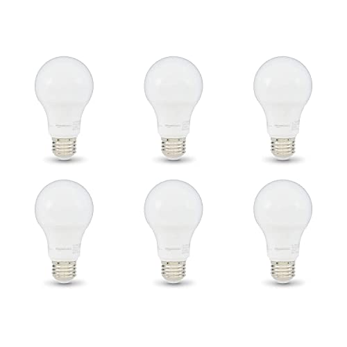 Amazon Basics A19 LED Light Bulbs, 60 Watt Equivalent, Energy Efficient 9W, E26 Standard Base, Daylight White 5000K, Dimmable, 10,000 Hour Lifetime , 6-Pack
