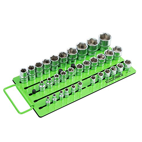 OEMTOOLS 22389 Pro Magnetic Socket Tray, Customizable Ratchet Organizer, Adjustable Drive Studs, Portable Socket Set Organizer, 3 Row Socket Organizer