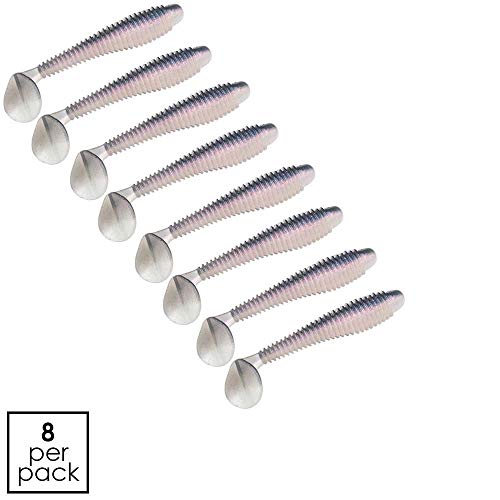 Strike King Rage Swimmer Fishing Lure, Soft Plastic Paddletail Minnow, Sleek Nose Cone, Softly Ribbed Body, Thin Tail (Pack of 8), Pro Blue Red Pearl