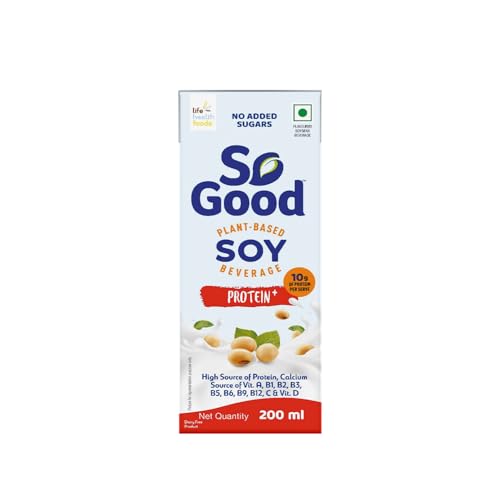 So Good Plant Based Soy Beverage Protein+ 200 ml | Plant Protein | Lactose Free | Gluten Free | No Preservatives | Zero Cholesterol | Dairy Free |Non 