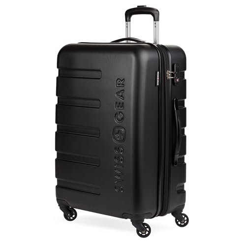 SwissGear 7366 Signature Hardside Expandable Luggage with Spinner Wheels, TSA Lock, Black, Checked-Medium 23-Inch
