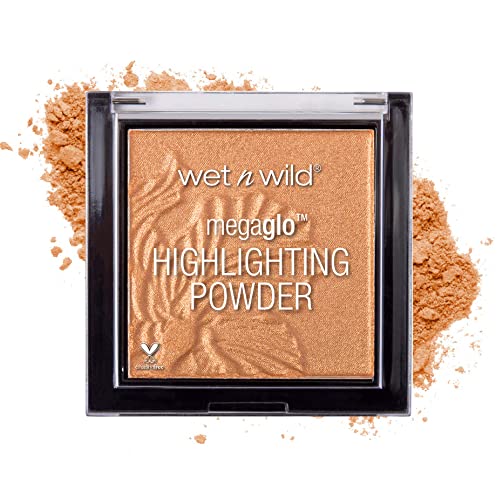 wet n wild MegaGlo Highlighting Powder, Highlighter Makeup, Shimmer Glow, Deep Gold Awesome Blossom