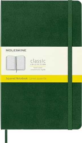Moleskine Classic Notebook, Hard Cover, Large (5" x 8.25") Squared/Grid, Myrtle Green, 240 Pages