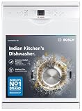 Bosch 13 Place Setting (fits up to 70 utensils) Free-Standing Dishwasher for Indian Utensils | Hygiene+ & Intensive Kadhai Program (SMS66...