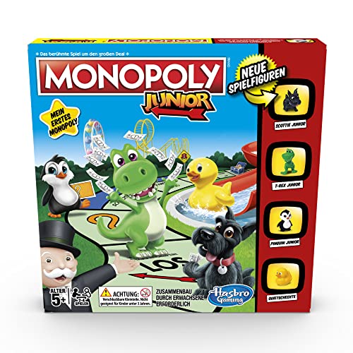 🔥 STARKER PREIS (-39%) Monopoly Junior, für Kinder ab 5 Jahren, mit fröhlichen Charakteren, einfach verständlch und dennoch spannend, für Kinder und Erwachsene