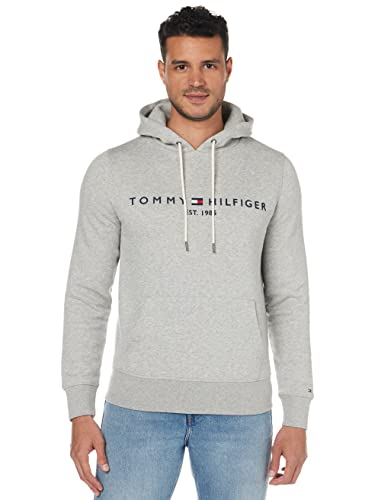 (-39%) Tommy Hilfiger Herren Hoodie Core Tommy Logo mit Kapuze, Grau (Cloud Heather), XL