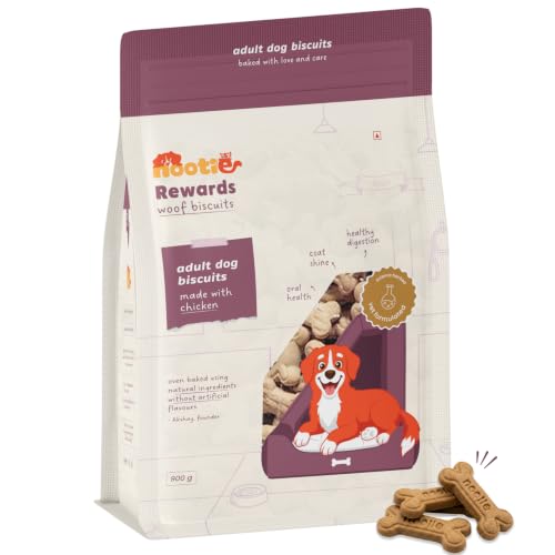 Nootie Chicken Dog Biscuits- Mixed Flavour for Adult Dogs, Protein-Rich, Highly Digestible & Nutritious | Suitable for All Breeds | 900g (Pack of 1)