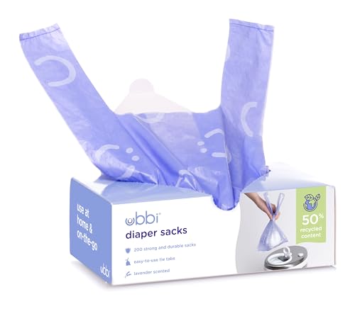 Ubbi Disposable Diaper Sacks, Lavender Scented, Easy-To-Tie Tabs, Diaper Disposal or Pet Waste Bags, 200 CountRUVALINO 
