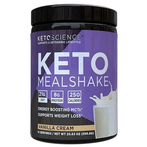 Keto Science Ketogenic Meal Shake Vanilla Dietary Supplement, Rich in MCTs and Protein, Packed with Collagen, Vitamins and Minerals, Keto and Paleo Friendly, Weight Loss, (14 servings), 20.49 Oz