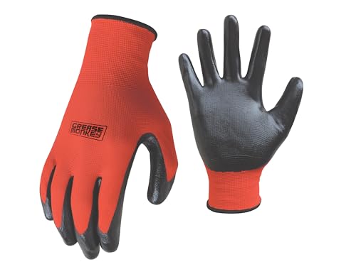 Grease Monkey All Purpose Nitrile Gloves for Men and Women, Work Gloves Used for Gardening, Mechanic Work, Fishing, Hunting, and More, 15 Pairs, 25227-012