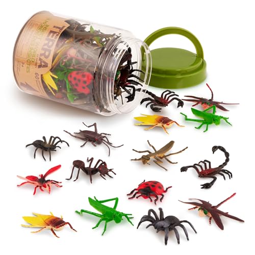 Terra by Battat – 60pcs Insects & Bugs Toy Tube – Mini Plastic Creepy Crawly Animal Figurines for Kids – Realistic Ants, Scorpions, Beetles, Dragonflies – Educational Playset for Toddlers Ages 3+