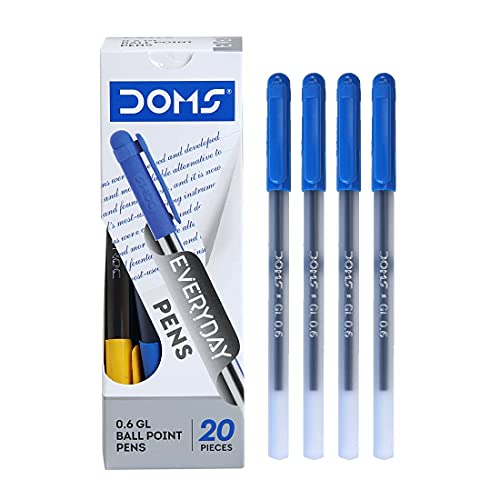 Doms DF 0.6 GL Ball Point Pens Box Pack | Lightweight & Sleek Body | Created For Smooth, Dark & Uninterrupted Writing | Use & Throw Pen | Blue Ink, Pa