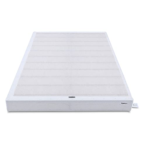 Amazon Basics Smart Box Spring Bed Base, 9-Inch Height Mattress Foundation, Tool-Free Easy Assembly, Queen, 79"L x 59.5"W x 9"H, White