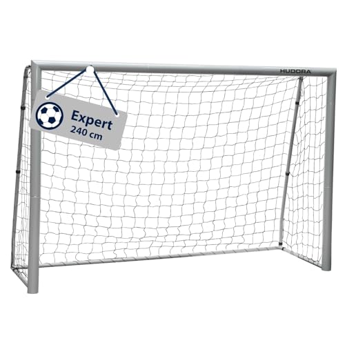 HUDORA Fußballtor Expert - großes Fußballtor für Kinder & Erwachsene - wetterfestes & standfestes Fußballtor mit engmaschigem Netz - Hochwertige Outdo