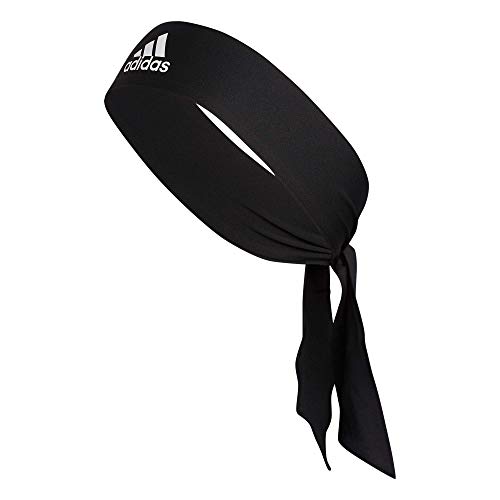 adidas Alphaskin Tie Workout Headband for Women and Men, Boys and Girls, Mesh Moisture-Wicking, Black/White, One Size