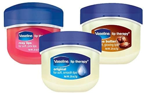 Vaseline Lip Therapy Variety 3-Pack – Original, Rosy Lips, Cocoa Butter Lip Balm Moisturizers in Mini Jars, 0.25 Oz Ea