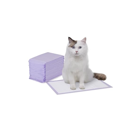 Amazon Basics Cat Litter Pee Pads, 20 Count, Universal Fit for Litter Box, Odor Control with Fresh Scent, Purple