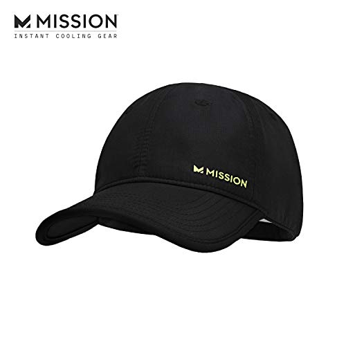 MISSION Cooling UPF Performance Hat - Unisex One Size Cap for Workouts, Golf & Running - Sweat & Water Activated Technology (Black)