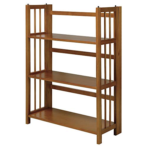 Casual Home 3-Shelf Stackable 27.5" Wide-Chestnut fold BookcaseHCHQHS Bookshelf, 4-Tier Industrial Bookcase, Rusti