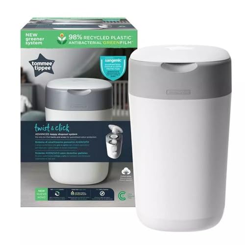 Tommee Tippee Twist and Click Nappy Bin, Includes 1x Refill Cassette with Multilayer...