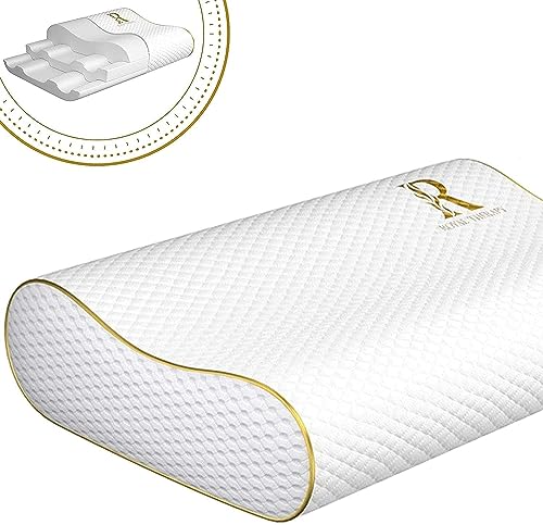 Royal Therapy Memory Foam Pillow, Queen Neck Pain Relief, Contour Cervical Pillow, for Neck and Shoulder Pain, Side, Bac