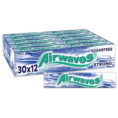 (-26%) Airwaves Kaugummi Zuckerfrei, Strong Gum, 30 x 12 Dragees, Großpackung Chewing Gum, Kaugummi ohne Zucker mit Minz Frische (360 Dragees)