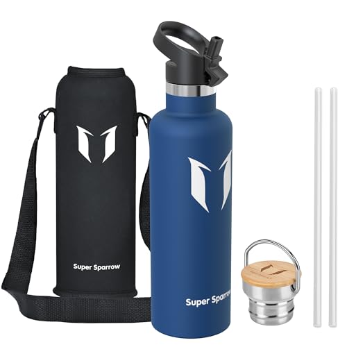 Super Sparrow Gourde Isotherme - Bouteille Isotherme - 1000ml - Gourde Inox Bouche Standard - Gourde Sport Étanche - Gourde Enfant sans BPA, pour Sport, Gym, Voyage