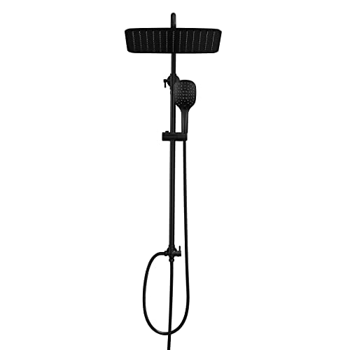 (-37%) JOHO XXL Duschset ohne Armatur, Matt Schwarz Duschstangeset Duschsäuleset, Regendusche Duschsystem mit Duschkopf aus rostfreiem Edelstahl 35x25cm ‎rechteckig