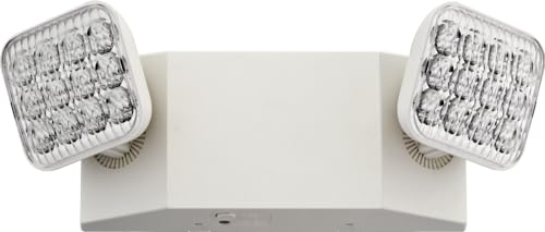 Lithonia Lighting Basics LED Emergency Light, Emergency Lighting with Dual Adjustable LED Lamp Heads, Wall Mount, Damp Location Rated, 90-Minute Backup, 120/277V, White (EU2C M6)