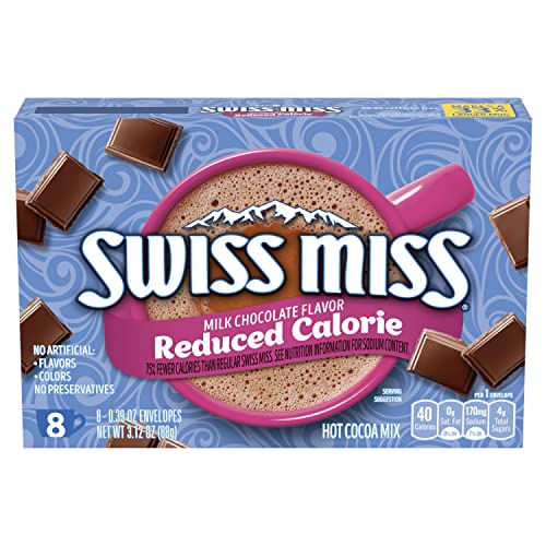 Swiss Miss Milk Chocolate Flavored Reduced Calorie Hot Cocoa Mix, 0.39 oz., 8-Count Envelopes (12 Boxes)