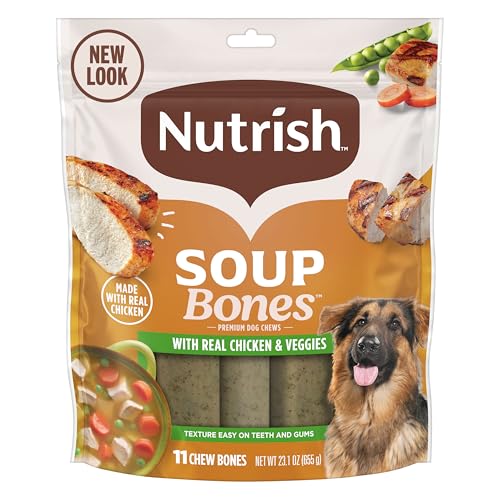 Nutrish Soup Bones Premium Dog Chews with Real Chicken and Veggies, 11 Chews, Packaging May Vary (Rachael Ray)