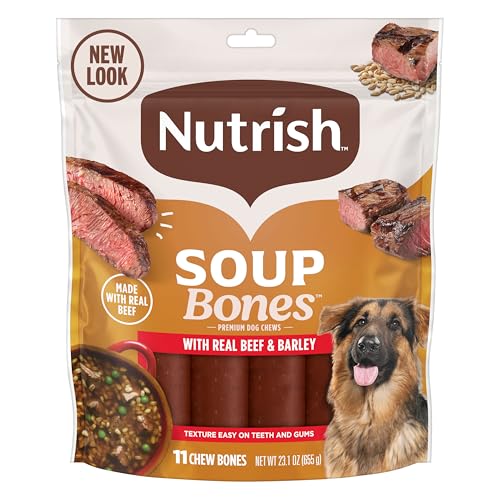 Nutrish Soup Bones Premium Dog Chews with Real Beef and Barley, 11 Chews, Packaging May Vary (Rachael Ray)