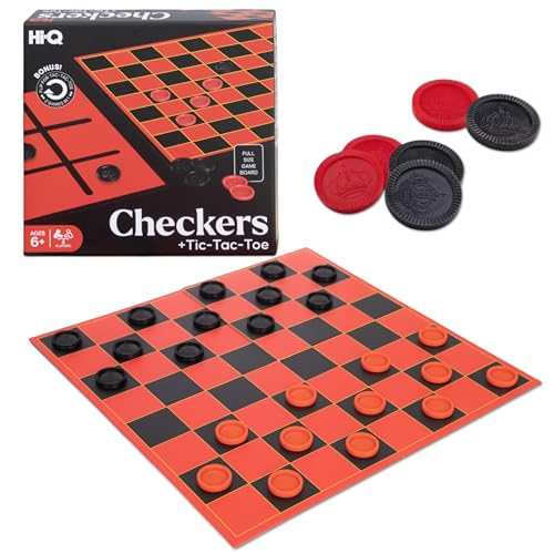 HI-Q Checkers & Tic-Tac-Toe Board Game for Kids: Unleash The Fun with Interlocking Pieces & Quality Game Board with Foldable Design