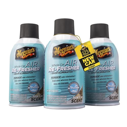 Meguiar's Whole Car Air Re-Fresher,Odor Fighting Mist, Fights Off Strong Vehicle Odors,Air Freshener, New Car Scent - Three 2 Oz Spray Bottles