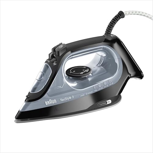 (-33%) Braun Dampfbügeleisen TexStyle 3 SI3055BK, FreeGlide 3D-Technologie, Bügelsohle mit Keramikbeschichtung, automatische Abschaltung, kurze Aufheizzeit, einfache Nachfüllung (220 ml), 2400 W, Schwarz